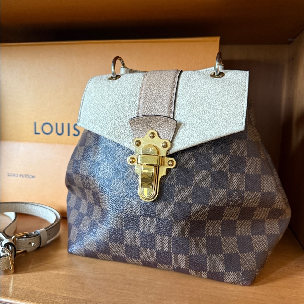 SOLD*Louis Vuitton Brown Damier Ebene Clapton Backpack Creme